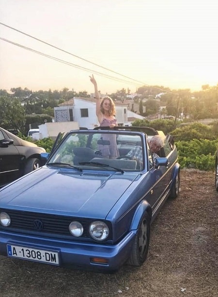 Emma Louise Saunders in her Volkswagen Golf GTE car.